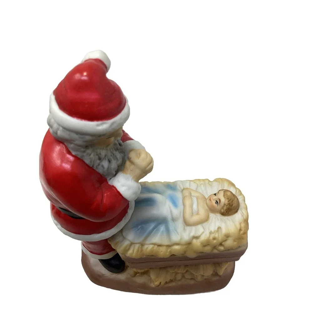 Vtg Sanmyro Santa Claus With Baby Jesus Ceramic Figurine #3/582 Original NOS